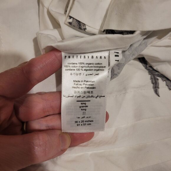 Pottery Barn Organic Cotton CA King Duvet Cover + 2 King Shams Annelyse Gray - Picture 11 of 12